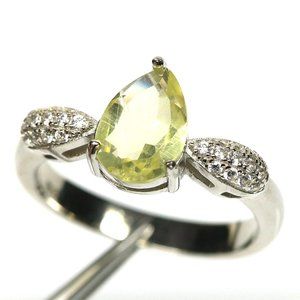 Natural Lemon Quartz .925 Sterling Silver Ring Size 7.75